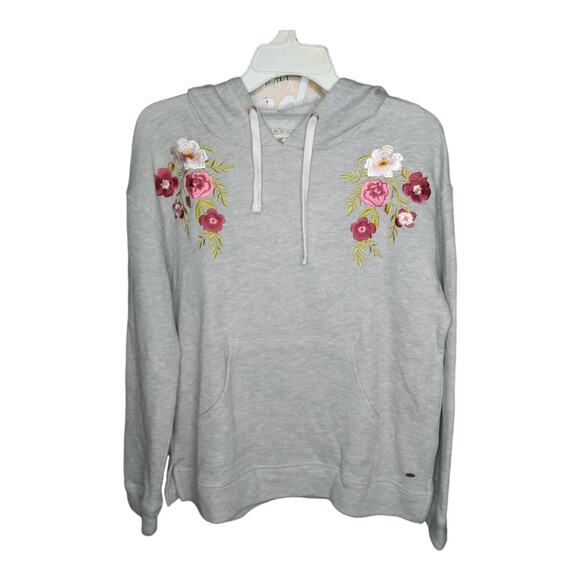 NWT O'Neill Embroidered Hoodie size M Roses Floral Brianne Heather Grey - Picture 2 of 9